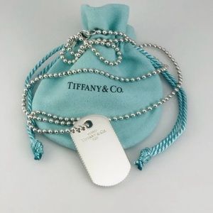Tiffany & Co Coin Edge ID Dog Tag Bead Chain Necklace